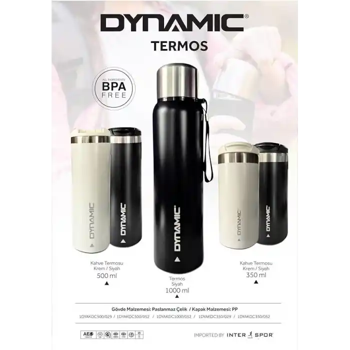 Dynamıc Paslanmaz Çelik Termos (Krem, 500ml)