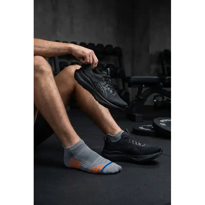 GoWith 3lü-6lı Bambu Renkli Spor Desenli Güçlendirilmiş Yıkamalı Kutulu Dikişsiz Koşu Yürüyüş Spor Performans Kısa Fit Patik Erkek Çorap
