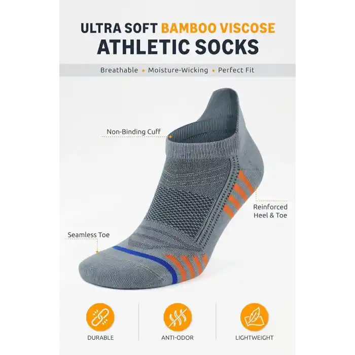 GoWith 3lü-6lı Bambu Renkli Spor Desenli Güçlendirilmiş Yıkamalı Kutulu Dikişsiz Koşu Yürüyüş Spor Performans Kısa Fit Patik Erkek Çorap