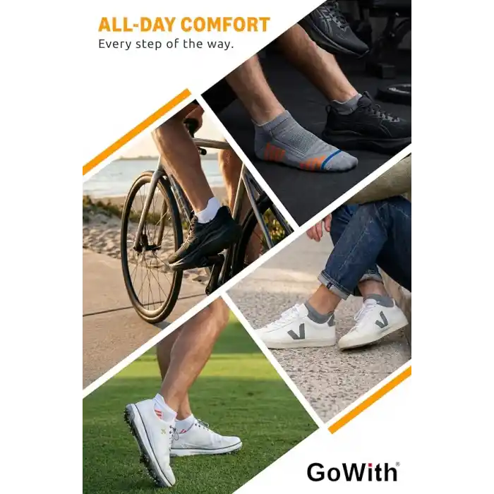 GoWith 3lü-6lı Bambu Renkli Spor Desenli Güçlendirilmiş Yıkamalı Kutulu Dikişsiz Koşu Yürüyüş Spor Performans Kısa Fit Patik Erkek Çorap