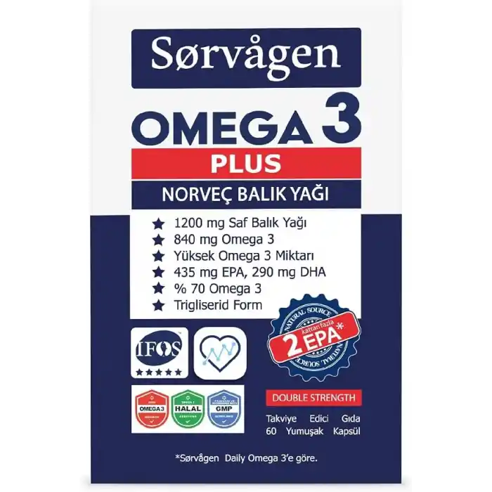 Sorvagen Omega3 Plus 1200mg Balık Yağı, 60 Kapsül