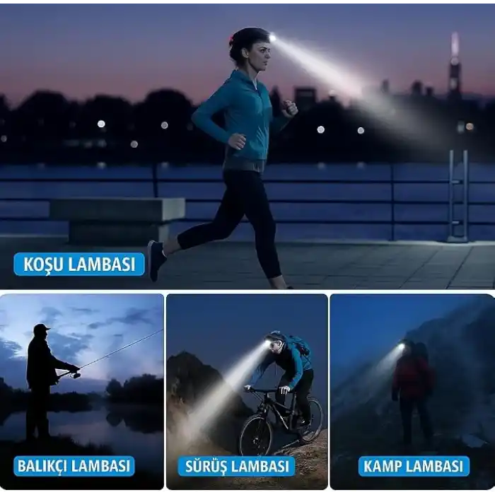 CATA Poyraz Şarjlı Led Kafa Feneri Ayarlanabilir Zoom Özellikli 3 Modlu Beyaz Işık Outdoor Kafa Lambası IP44 300 Lümen Kamp,Balıkçılık,Tamirat,Koşu,Yürüyüş İçin 9123