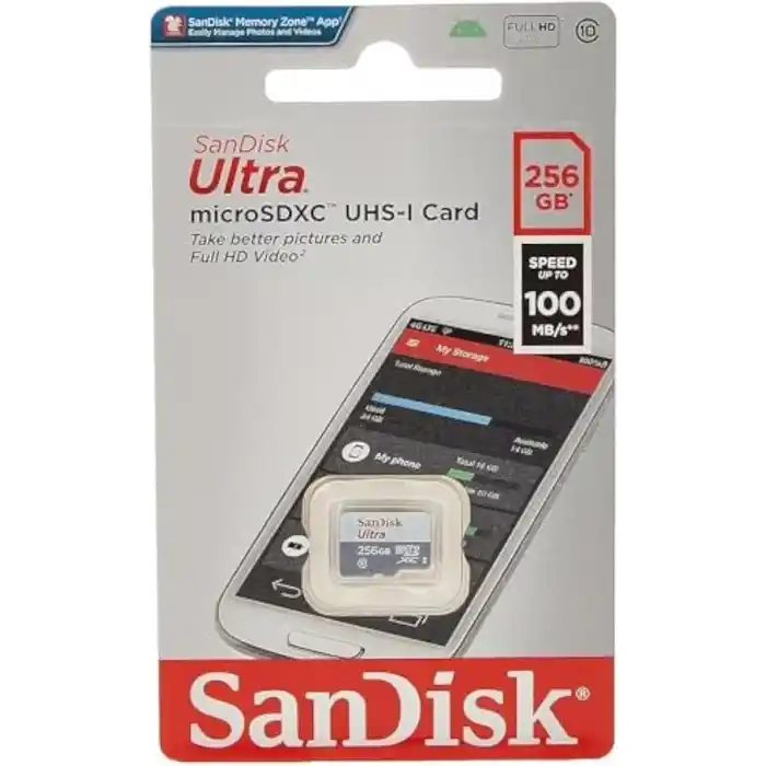 SanDisk 256GB Ultra Lite MicroSDXC 100 MB, Beyaz/Gri