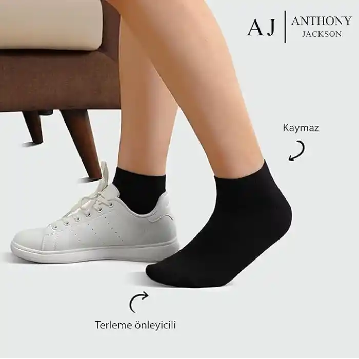 Anthony Jackson 10 Çift Kutulu BAMBU Premium Bay-Bayan Patik Çorap - Bilek Boy Kısa Spor Koşu ve Yürüyüş Çorabı JESUS