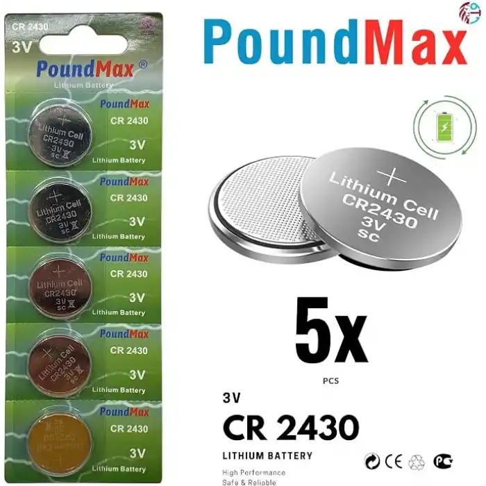 5 Adet 2430 CR2430 DL2430 3V PoundMax Lityum düğme pil, Uzun raf ömrü, küçük elektronik cihazlar için uzaktan kumandalar, teraziler, akıllı ev cihazları, ölçüm cihazları ve hesap makineleri