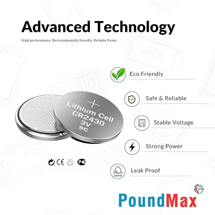 5 Adet 2430 CR2430 DL2430 3V PoundMax Lityum düğme pil, Uzun raf ömrü, küçük elektronik cihazlar için uzaktan kumandalar, teraziler, akıllı ev cihazları, ölçüm cihazları ve hesap makineleri