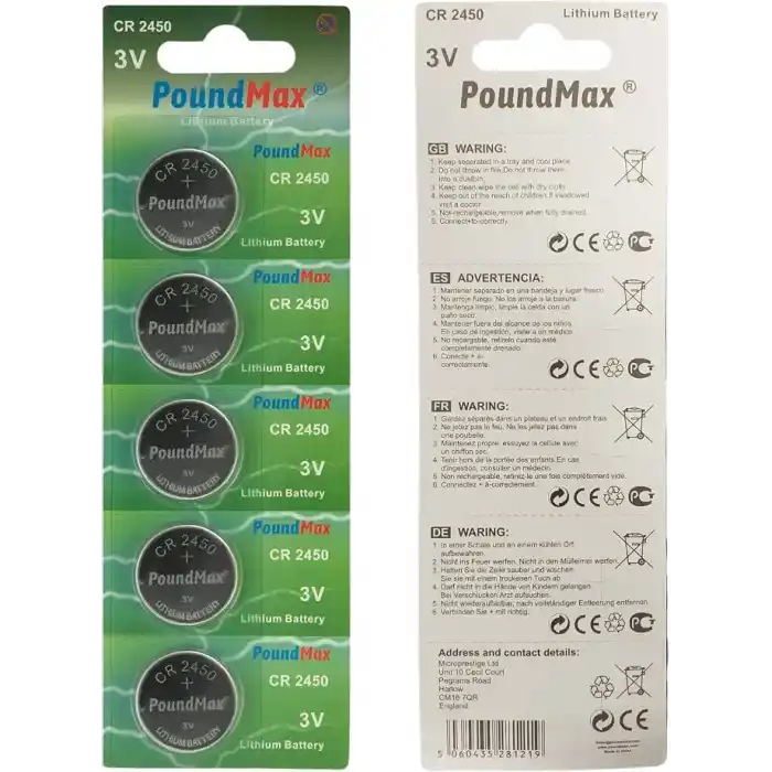 5 Adet 2450 CR2450 DL2450 DL2450 ECR2450 KCR2450 3V PoundMax Lityum Düğme Piller, Düğme Pil, Çocuklara Dayanıklı Ambalaj, Akıllı Ev Cihazları, Küçük Elektronik Ev Aletleri, Araba Anahtarları ve Diğer