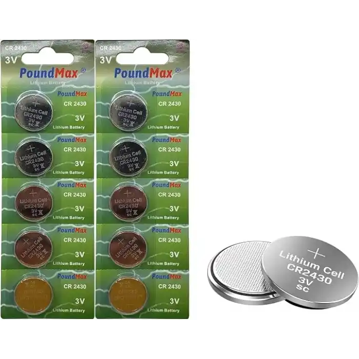 PoundMax 10 x CR2430 DL2430 3V Lityum Düğme Pil, Uzun Raf Ömrü, Küçük Elektronik Cihazlar için Uzaktan Kumandalar, Teraziler, Akıllı Ev Cihazları, Ölçüm Cihazları ve Hesap Makineleri