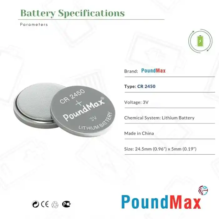5 Adet 2450 CR2450 DL2450 DL2450 ECR2450 KCR2450 3V PoundMax Lityum Düğme Piller, Düğme Pil, Çocuklara Dayanıklı Ambalaj, Akıllı Ev Cihazları, Küçük Elektronik Ev Aletleri, Araba Anahtarları ve Diğer