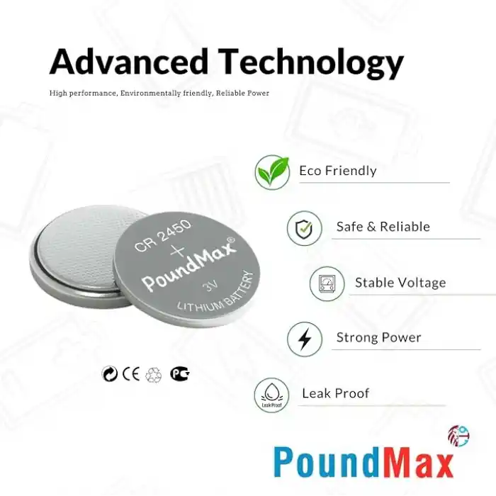 5 Adet 2450 CR2450 DL2450 DL2450 ECR2450 KCR2450 3V PoundMax Lityum Düğme Piller, Düğme Pil, Çocuklara Dayanıklı Ambalaj, Akıllı Ev Cihazları, Küçük Elektronik Ev Aletleri, Araba Anahtarları ve Diğer