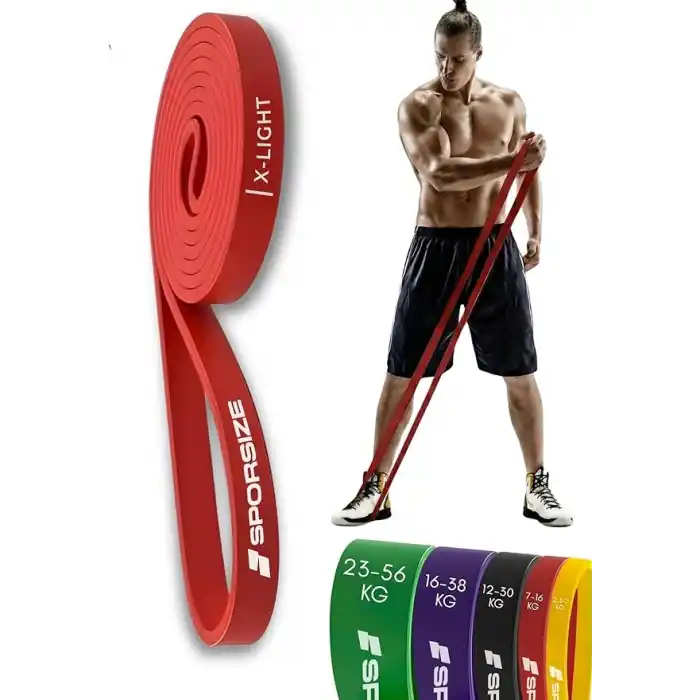 Sporsize Profesyonel Direnc Bandi Tekli Guclu Lateks Loop Band, Fitness, CrossFit, Pilates ve Ev Egzersizleri icin