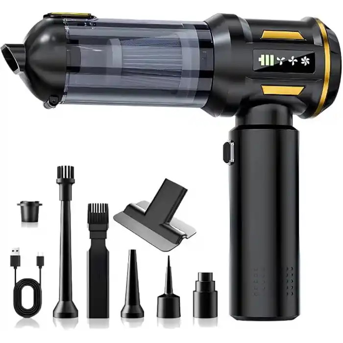 Hasuba Araç Süpürgesi 3 in1 Kablosuz Güçlü Araç Süpürgesi ve Hava Üfleyici - 20000Pa Turbo Vakum Gücü, 3 Kademeli Fırçasız Motor, 8000 mAh Şarjlı Mini El Süpürgesi, HEPA Filtreli SİYAH yada BEYAZ