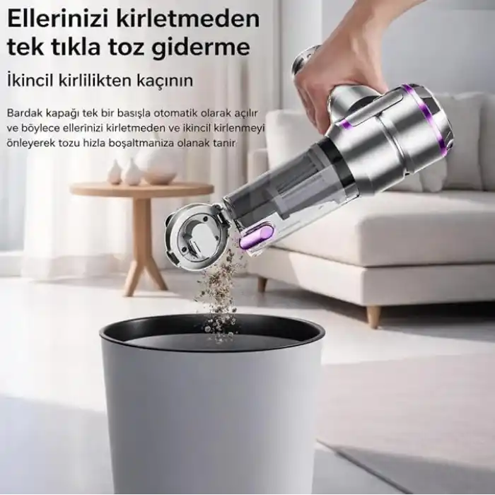 Hasuba Araç Süpürgesi 3 in1 Kablosuz Güçlü Araç Süpürgesi ve Hava Üfleyici - 20000Pa Turbo Vakum Gücü, 3 Kademeli Fırçasız Motor, 8000 mAh Şarjlı Mini El Süpürgesi, HEPA Filtreli SİYAH yada BEYAZ