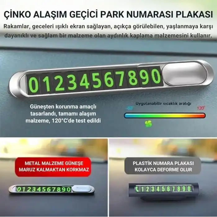 Coofbe Hc Seri Gizlenebilir Çift Numaralı Araç Park Telefon Numaratörü Araç Numara Kiti Geçici Park Telefon Numaratörü