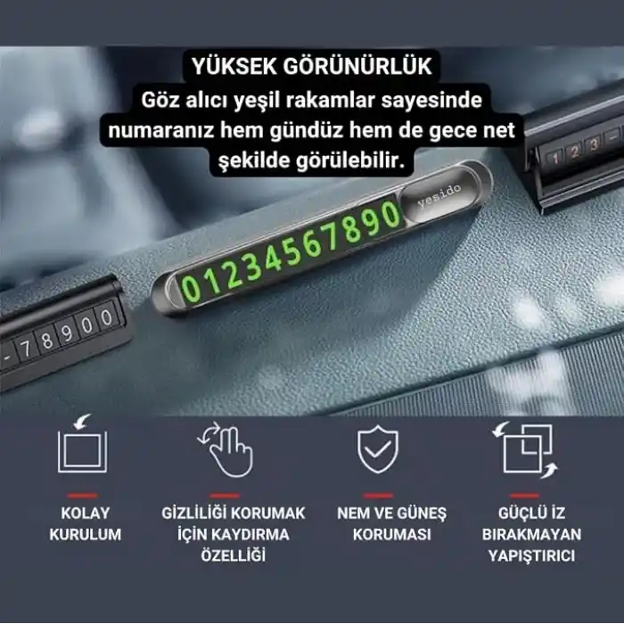 Coofbe Hc Seri Gizlenebilir Çift Numaralı Araç Park Telefon Numaratörü Araç Numara Kiti Geçici Park Telefon Numaratörü