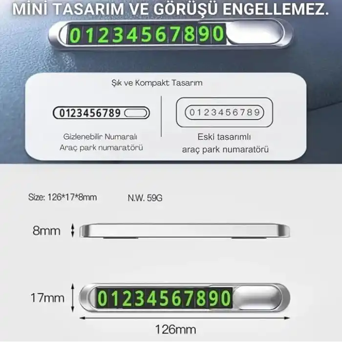 Coofbe Hc Seri Gizlenebilir Çift Numaralı Araç Park Telefon Numaratörü Araç Numara Kiti Geçici Park Telefon Numaratörü