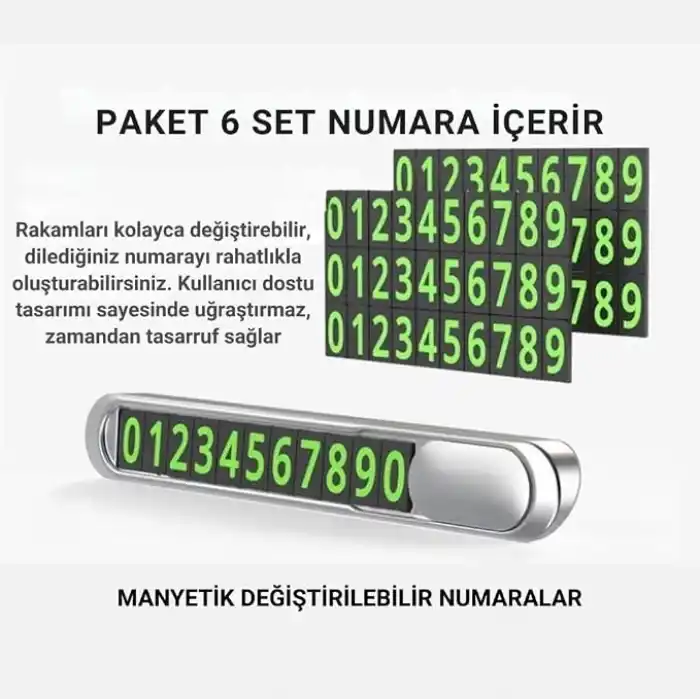 Coofbe Hc Seri Gizlenebilir Çift Numaralı Araç Park Telefon Numaratörü Araç Numara Kiti Geçici Park Telefon Numaratörü