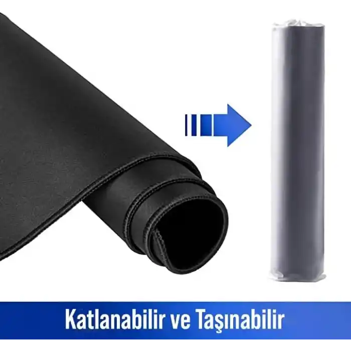 Klasse Classic Mouse Pad, Dikişli Kenar, Kaymaz Taban, Büyük Boy Pürüzsüz Yüzey, Baskısız Ofis Tipi Masa Koruyucu, Ergonomik Mouse Ped (90x40 cm - XX Large, Siyah)