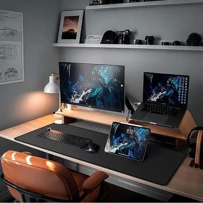 Klasse Classic Mouse Pad, Dikişli Kenar, Kaymaz Taban, Büyük Boy Pürüzsüz Yüzey, Baskısız Ofis Tipi Masa Koruyucu, Ergonomik Mouse Ped (90x40 cm - XX Large, Siyah)