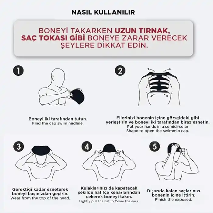 Sporsize Silikon Yüzücü Bonesi – Su Geçirmez Unisex Deniz ve Havuz Bonesi, Saç Koruyucu Esnek Kap