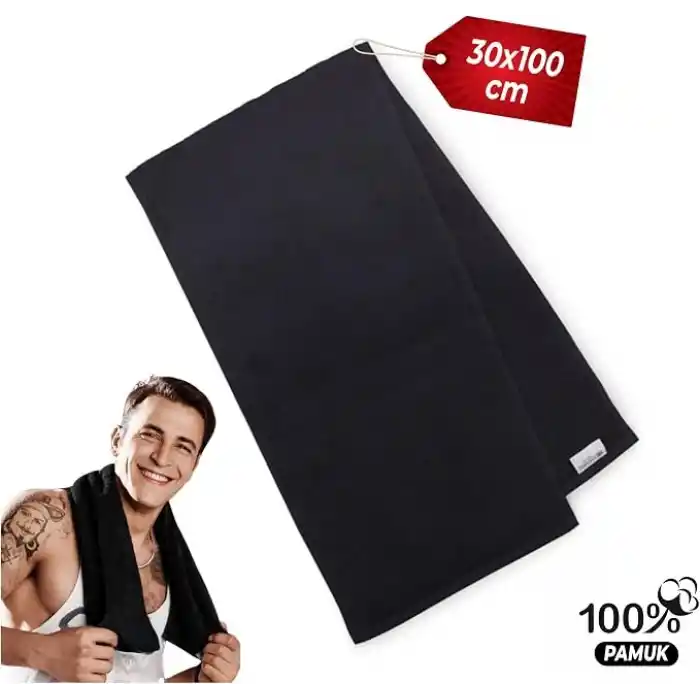 WONKEY - 30x100 cm Sporcu Havlusu Pamuk, İnce Uzun Pamuklu Fitness Havlusu, Spor Salonu, Gym, Koşu ve Antrenman İçin Ter Havlusu, Spor Havlusu (1 Adet)