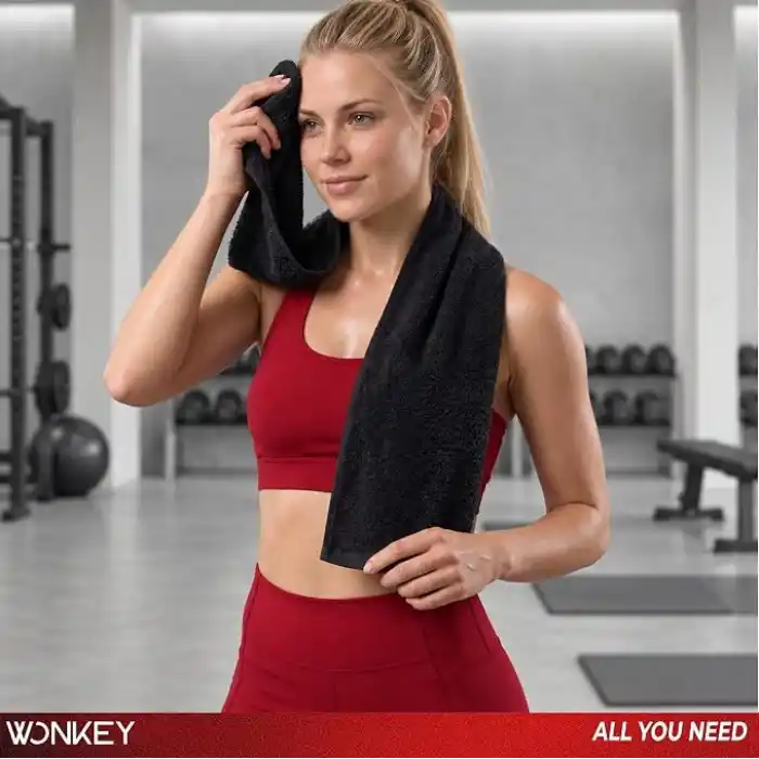 WONKEY - 30x100 cm Sporcu Havlusu Pamuk, İnce Uzun Pamuklu Fitness Havlusu, Spor Salonu, Gym, Koşu ve Antrenman İçin Ter Havlusu, Spor Havlusu (1 Adet)
