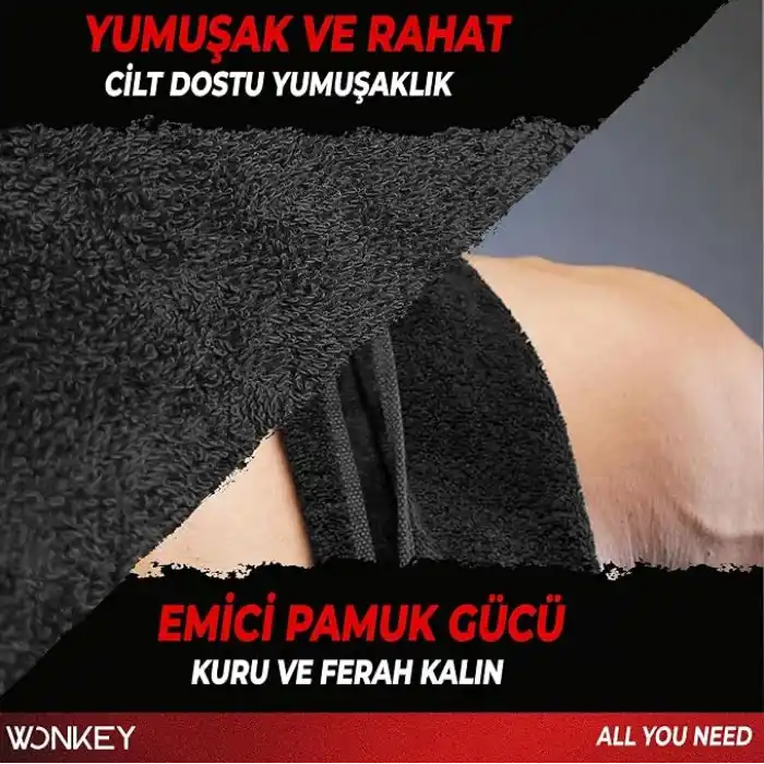 WONKEY - 30x100 cm Sporcu Havlusu Pamuk, İnce Uzun Pamuklu Fitness Havlusu, Spor Salonu, Gym, Koşu ve Antrenman İçin Ter Havlusu, Spor Havlusu (1 Adet)