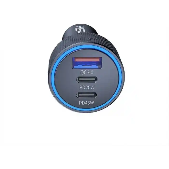 Hepu HP-AD01 105 Watt Araç Içi Şarj Cihazı 3.1A Pd 45 Watt Fast Hızlı Şarj Aleti Metal Çakmaklık Şarj Type C 3-Port Işıklı