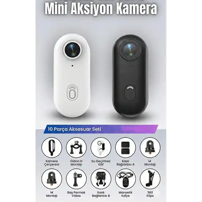 Coverzone Göğüse Takılabilir Mıknatıslı Kolyeli 1080P Mini Geniş Açı Aksiyon Kamera | Hafif ve Kompakt Tasarım | Spor, Koşu, Outdoor, Günlük Kullanım İçin POV Kayıt Kamerası- Kask Kamera (SİYAH)