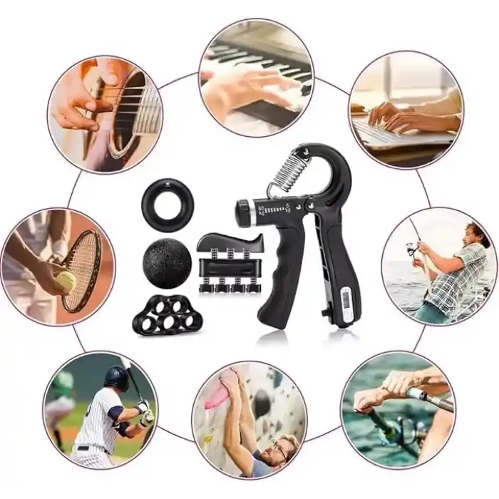 Jouis El ve Bilek Kas Güçlendirici Set, 5 Parça Ayarlanabilir Monitörlü, Parmak Sedyesi, Stres Giderici Kavrama Topu, Sporcular ve Müzisyenler için El Yayı ve Parmak Egzersiz Set(KUTULU)