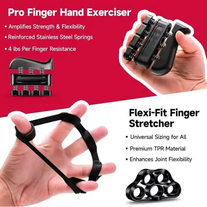Jouis El ve Bilek Kas Güçlendirici Set, 5 Parça Ayarlanabilir Monitörlü, Parmak Sedyesi, Stres Giderici Kavrama Topu, Sporcular ve Müzisyenler için El Yayı ve Parmak Egzersiz Set(KUTULU)