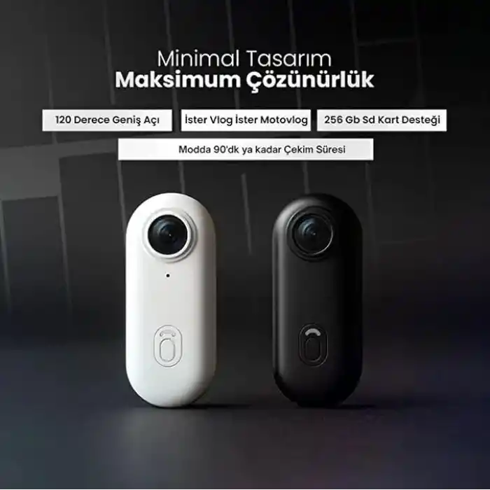 Coverzone Göğüse Takılabilir Mıknatıslı Kolyeli 1080P Mini Geniş Açı Aksiyon Kamera | Hafif ve Kompakt Tasarım | Spor, Koşu, Outdoor, Günlük Kullanım İçin POV Kayıt Kamerası- Kask Kamera (SİYAH)