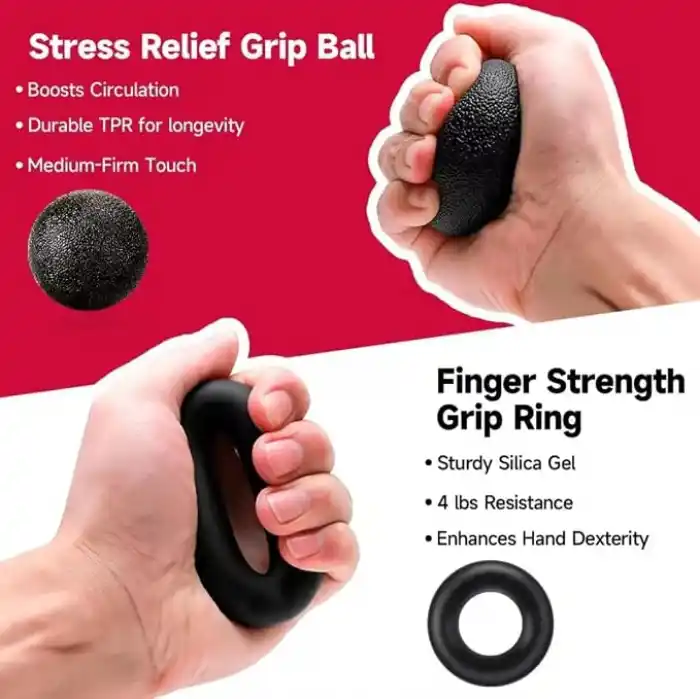 Jouis El ve Bilek Kas Güçlendirici Set, 5 Parça Ayarlanabilir Monitörlü, Parmak Sedyesi, Stres Giderici Kavrama Topu, Sporcular ve Müzisyenler için El Yayı ve Parmak Egzersiz Set(KUTULU)