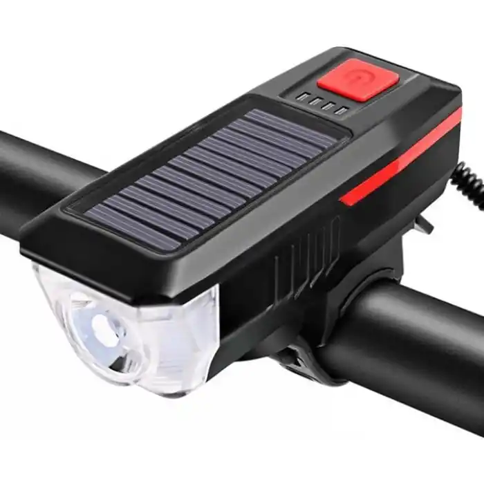 Bisiklet Feneri Bisiklet Alarmı Bisiklet Kornası Solar Enerjili Usb Ile Şarj Edilebilir Ledli Bisiklet Feneri Kornalı Ve Su Geçirmez Far