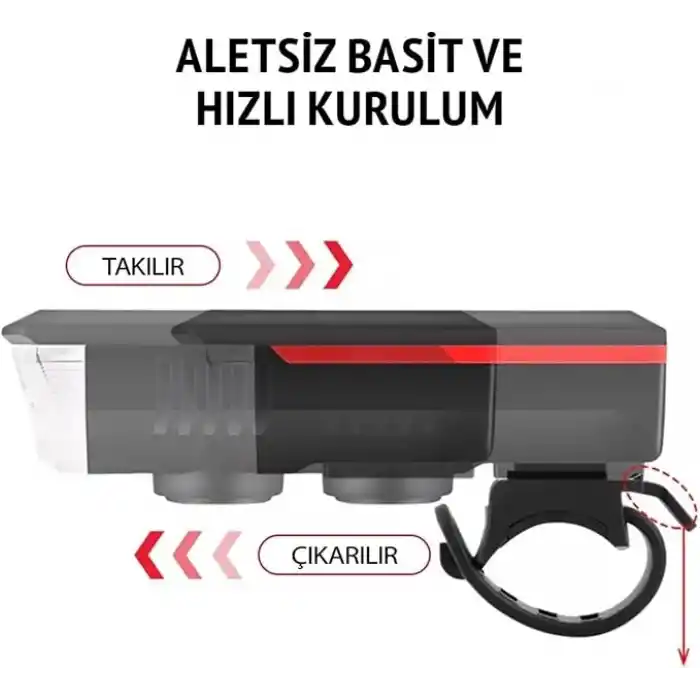 Bisiklet Feneri Bisiklet Alarmı Bisiklet Kornası Solar Enerjili Usb Ile Şarj Edilebilir Ledli Bisiklet Feneri Kornalı Ve Su Geçirmez Far