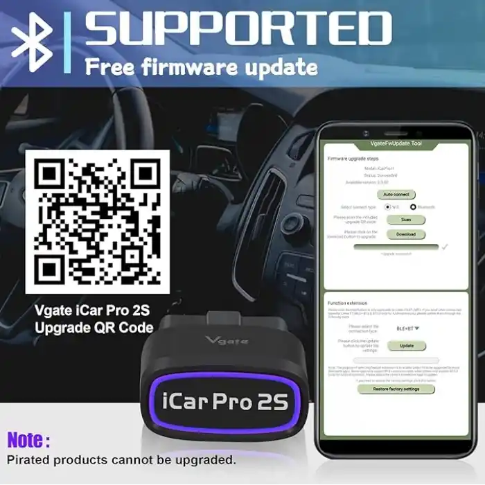 Vgate iCar Pro 2S Bluetooth 5.2 OBD2 Araç Tarama Aracı, iPhone, Android ve Windows için
