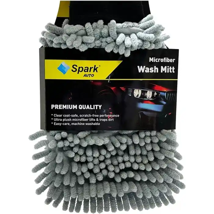 Spark 7050 Mikrofiber Şönil Oto Temizlik ve Kurulama Eldiveni 16x24 cm. GRİ