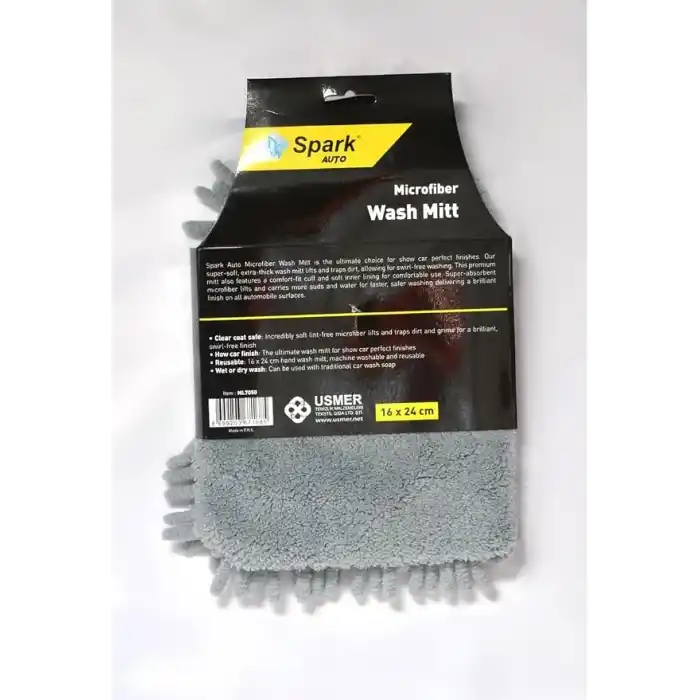 Spark 7050 Mikrofiber Şönil Oto Temizlik ve Kurulama Eldiveni 16x24 cm. GRİ