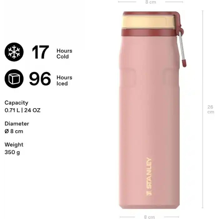 STANLEY The IceFlow™ Twist & Flip Termos Su Şişesi 0.7 Litre - Peach Rose | Paslanmaz Çelik