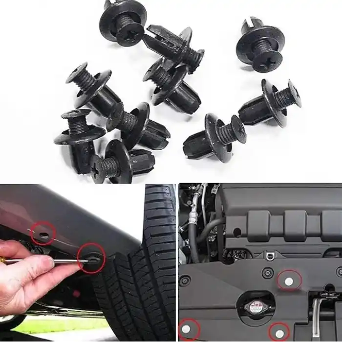 Busstier Oto Fastener Klips Seti 100 Adet 6 Boyut Tampon Kapı Döşeme Pervaz Tutucu Plastik Klips Çeşitleri Araç İç Dış Aksam Uyumlu