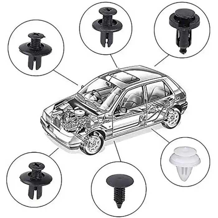 Busstier Oto Fastener Klips Seti 100 Adet 6 Boyut Tampon Kapı Döşeme Pervaz Tutucu Plastik Klips Çeşitleri Araç İç Dış Aksam Uyumlu
