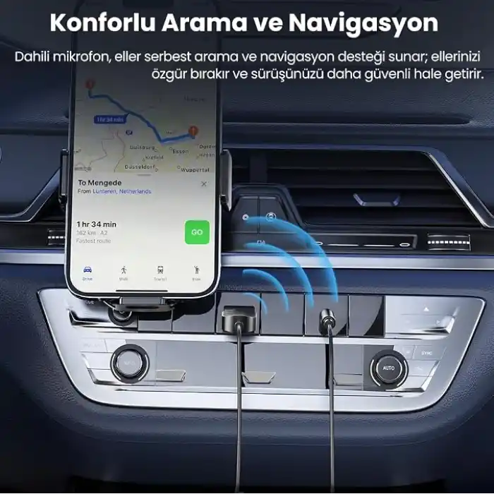 Bluetooth 5.4 Araç AUX Adaptörü, 3.5 mm Jack Araç Ses Kiti