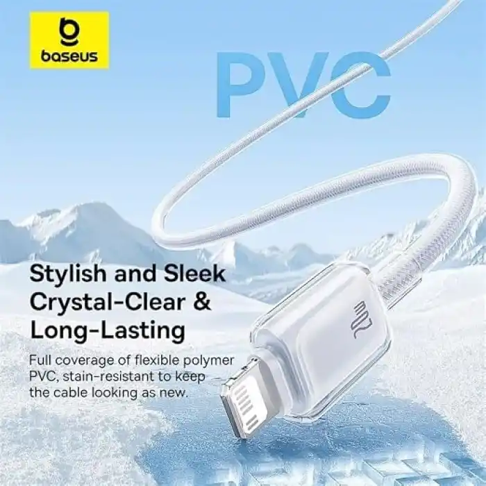 Baseus Crystal Hızlı Şarj C+Lightning 20W 1m Data Kablo - Beyaz