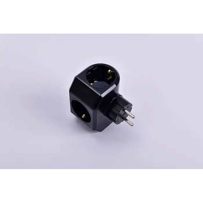 Viko Yonca Plus Siyah Üçlü Topraklı Priz Çarpma Karşıtı