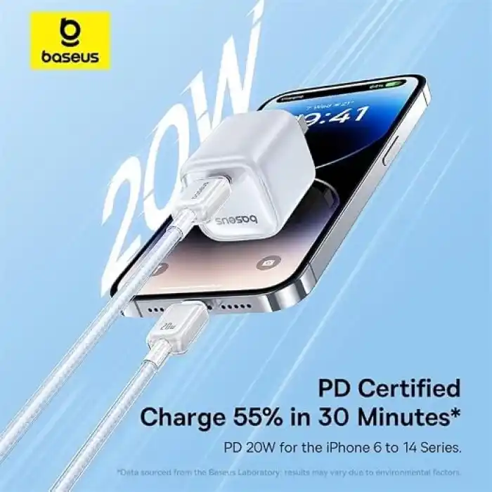 Baseus Crystal Hızlı Şarj C+Lightning 20W 1m Data Kablo - Beyaz