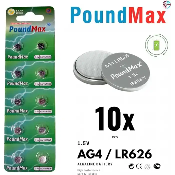 10 Adet AG4 376 377 SR626 SR626SW LR66 1.5v PoundMax Düğme pil, Alkalin saat pili, çocuklara dayanıklı ambalaj, küçük elektronik cihazlar için,ölçüm cihazları ve hesap makineleri