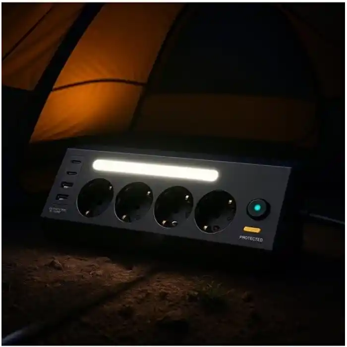 SMAYLİNG Akım Korumalı Çoklu Priz | 4 Priz Girişi + 2 USB-C + 2 USB-A Çıkışı | 2 Metre Kablo | LED Işıklı | Hızlı Şarj ve Güvenli Kullanım