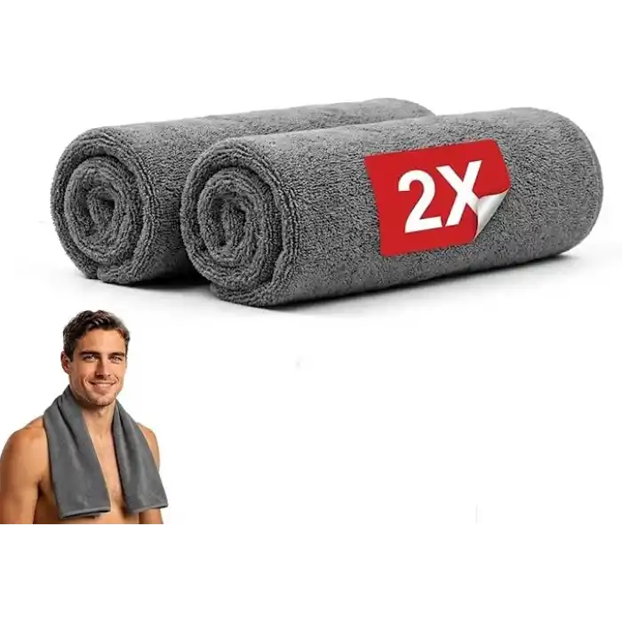 Wonkey Sporcu Fitness Antreman Havlusu 30x100 cm, Ultra Hafif ve Hızlı Kuruyan Mikrofiber Spor Havlu, Gym Boks Pilates Tenis Havlusu (2 Adet 30x100, Gri)