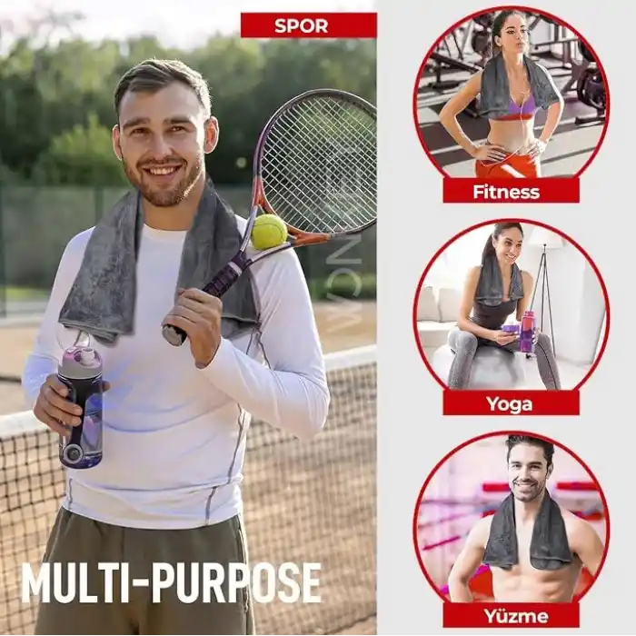 Wonkey Sporcu Fitness Antreman Havlusu 30x100 cm, Ultra Hafif ve Hızlı Kuruyan Mikrofiber Spor Havlu, Gym Boks Pilates Tenis Havlusu (2 Adet 30x100, Gri)