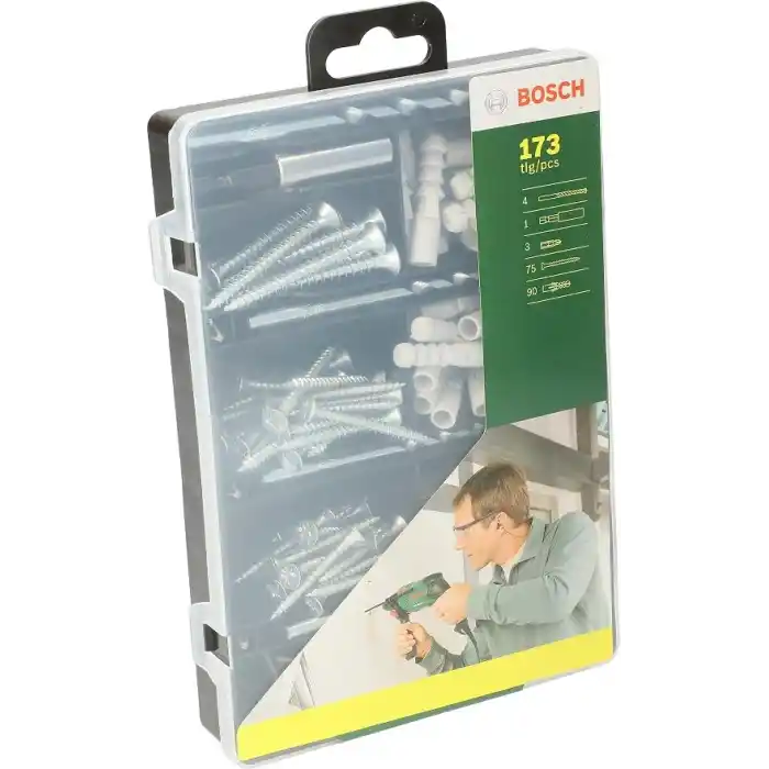 Bosch Professional Accessories Bosch Diy 173 Parça Aksesuar & Sabitleme Seti, Matkap ucu, Vidalama ucu, Vida, Dübel, Üniversal Tutucu, Yeşil
